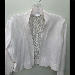 Calvin Klein White Long Sleeve Cropped Cardigan